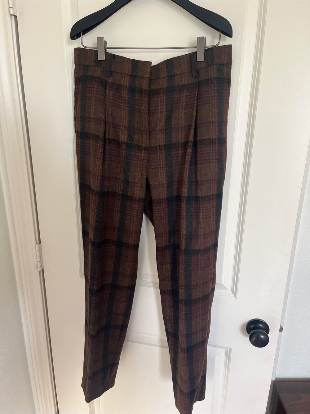 Babaton Brown Plaid Cropped Ankle Pants